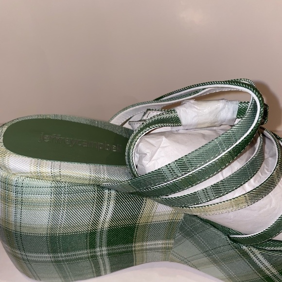 Free People Jeffrey Campbell Chunky Platform Sandal Britany Plaid Women 10M NEW - Picture 7 of 10